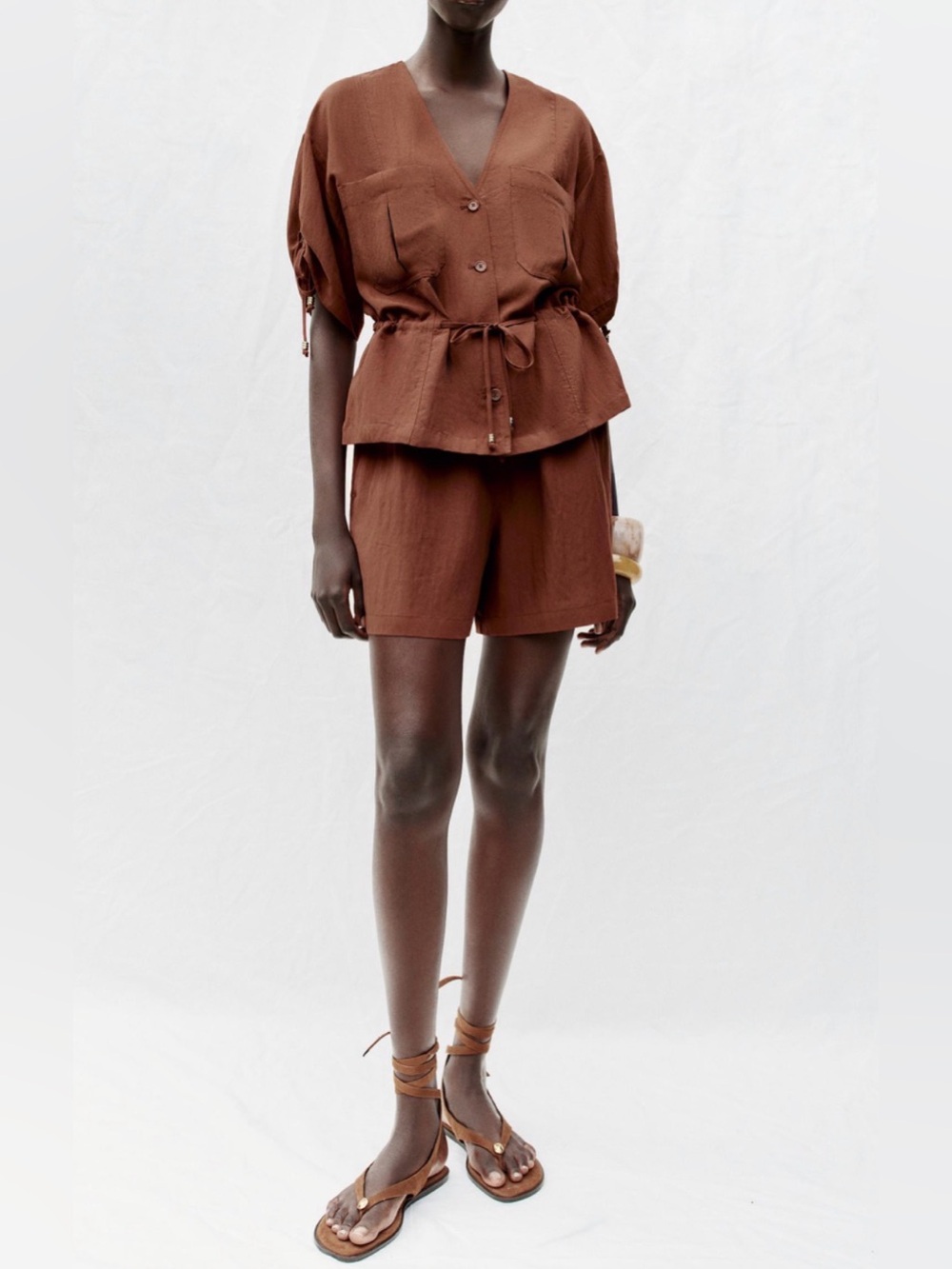 ZARA SET - Brown Women's Drawstring Waist Shorts